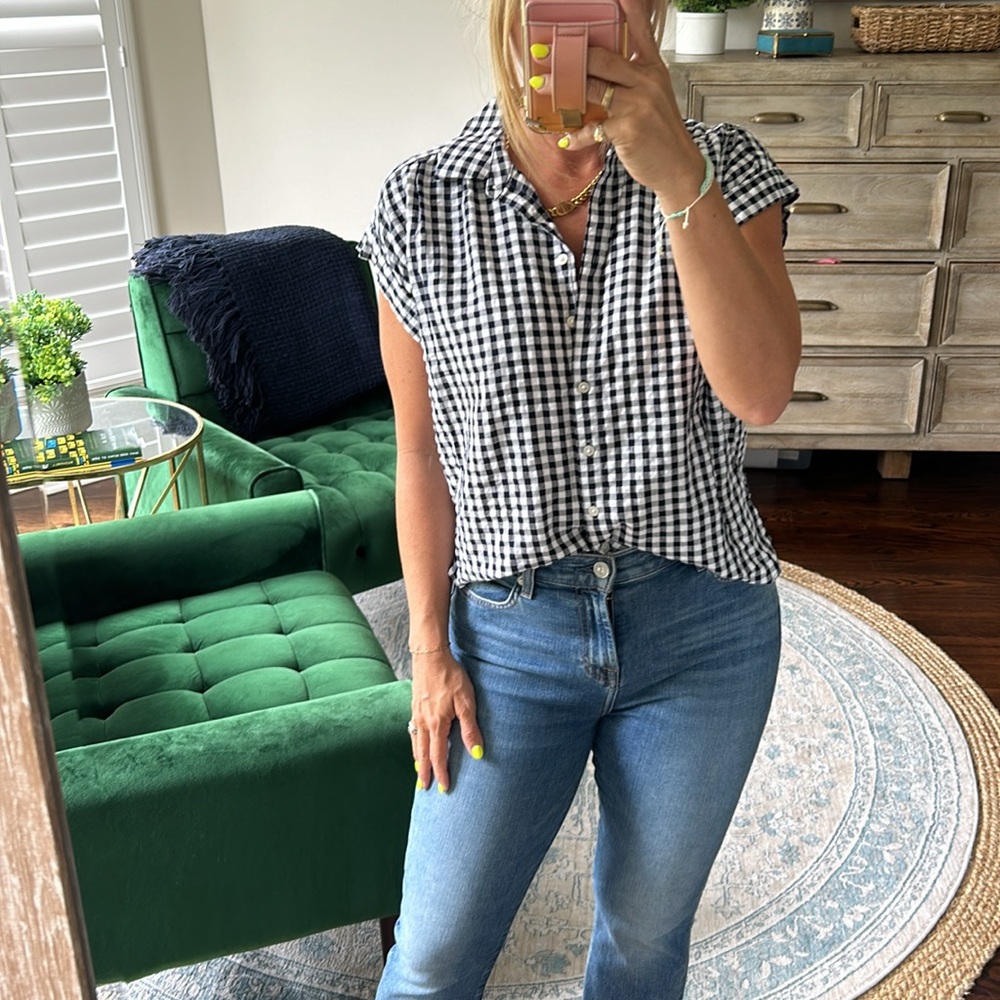 Navy/black gingham button down - Picture 2 of 3